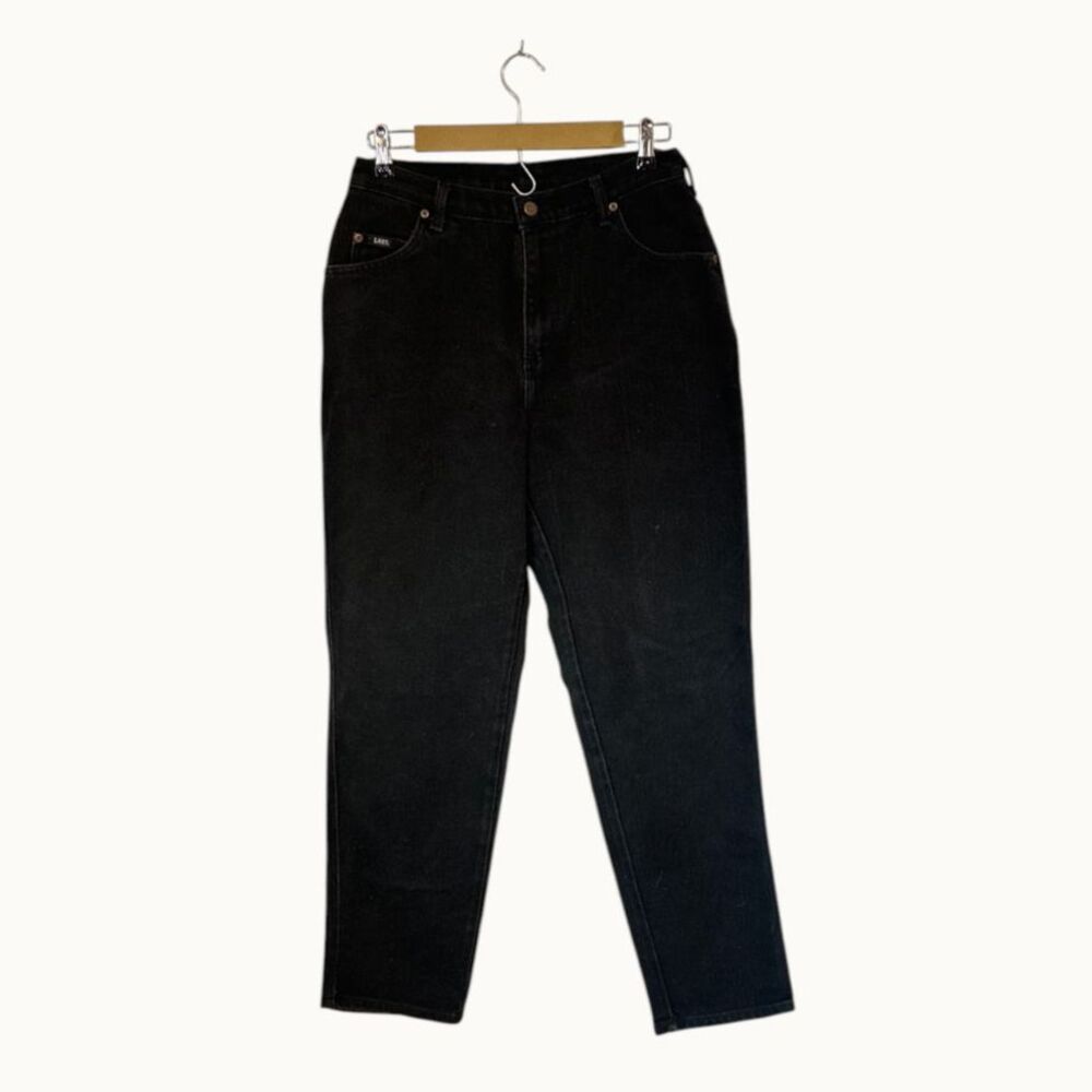 Lee Vintage Black High Waisted Mom Jeans Stiff Denim Size 12